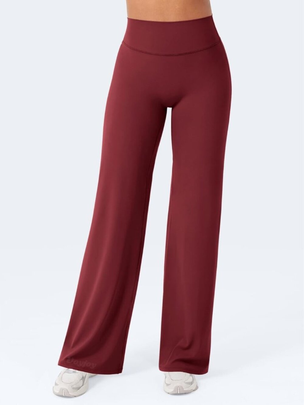 Women's Anchor Red High Waist Stretch Casual Straight Bottoms Wide Leggings - Picture 4 of 6